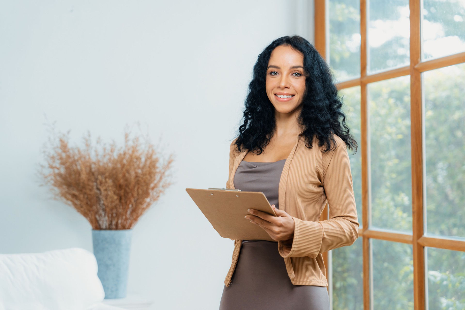 Psychologist woman in clinic office professional portrait crucial specialist